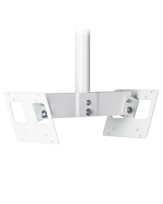 Dual Head Monitor Mount for Telescoping Poles, 10” Bracket Arms, White
