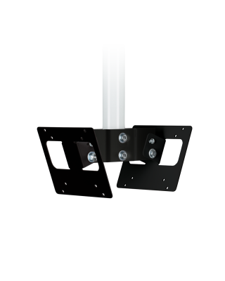 Dual Head Monitor Mount for Heavy Duty Telescoping Poles, 7.87” Bracket Arms, Black