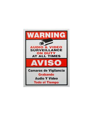 Warning Sign Plastic 9x11 Inches English/Spanish CCTV